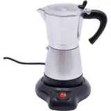 WOLEGM Espressokocher Elektrisch, 300ML 480W Elektrischer Espresso-Kocher mit 360°Drehbarer Büros für Versammlungen, Cafés, Büros, Silber