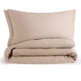 Blumtal Musselin Sommerbettwäsche Taupe Schwarz 200 x 200 cm + 2 x 40 x 80 cm