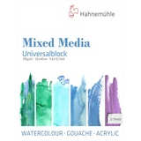 HAHNEMUEHLE Hahnemühle, Aquarellpapier Mix Media Block, 30x40cm, 310 g/m2, weiß, geleimt, 25 Blatt