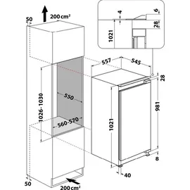 Bauknecht KSI 10GF2 Einbaukühlschrank (149 l, 1021 mm hoch)