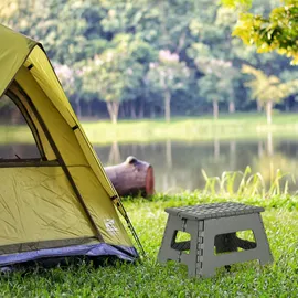 Relaxdays Klapphocker faltbar Hellgrau