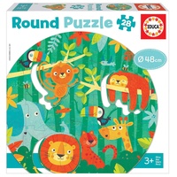 Educa Dschungel, 28 Teile Rund-Puzzle für Kinder ab 3 Jahren, Tierpuzzle (18906)