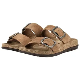 ROHDE Damen Pantolette mit zwei Schnallen aus Velourleder Rodigo-D 5893, Größe:39 EU, Farbe:Beige - 39