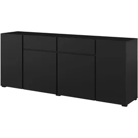 INOSIGN Sideboard INOSIGN "Metric,Breite 195 cm, grifflose Kommode 4 Türen/2 Schubkästen", schwarz, B:195cm H:78,3cm T:40cm, FSC-zertifizierter Holzwerkstoff, Melamin, Metall, Sideboards, Sideboard, Schubladenschrank mit viel Stauraum, Einlegeböden verstellbar,