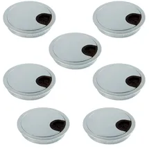 Emuca Kabeldurchführung aus Zamak fur Einbau im Tisch, Durchmesser 80mm, Chrom Matt, 7 Stück