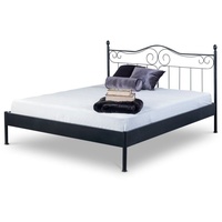 BedBox Metallbett Alessia, modernes Metallbett, trendiges Kopfteil, pulverbeschichtetes Metall, stabil und langlebig schwarz 180 cm x 200 cm