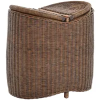 Rattan Wäschekorb mit 2 Fächern Wäschesortierer Wäschesammler Rattankorb Oval (Vintage Braun)