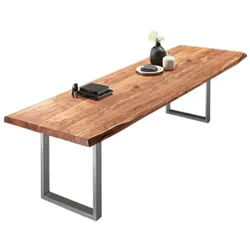 Esstisch Baumkante massiv Akazie natur 350 x 120 silber VALIN