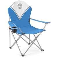 BRISA Board Masters VW Collection - Volkswagen Faltbarer Camping-Stuhl Deluxe mit Tragetasche im T1 Bulli Bus Design 105 cm (Blau/Classic Bus)