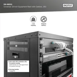 Digitus Universal 19-Zoll Equipment Rack mit Rollen, 16HE