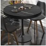 GGMMÖBEL BL | Bistrotisch | Ø:H 70 x 78 cm | Metallrahmen | Schwarz Marmor / Schwarz | Rund