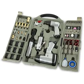 Eberth Druckluftwerkzeuge 71 tlg. mit 1/2" Schlagschrauber, 3/8" Ratschenschrauber, 150mm Meißelhammer und 6mm Geradschleifer, Druckluft Werkzeug mit 1/4" Druckluftanschluss und großem Zubehör