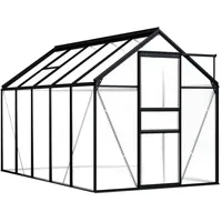 vidaXL Gewächshaus Alu anthrazit HKP 4 mm 5,89 m2