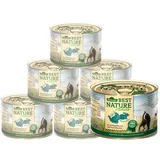 Dehner Best Nature Katzenfutter Adult, Geflügelherzen und Kaninchen mit Preiselbeeren, 6 x 200 g (1.2 kg)