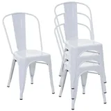 chefgastro Stapelstuhl Metall weiß 4er Set