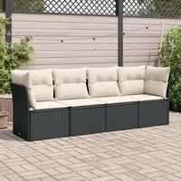Festnight Gartensofa Rattan Sofa mit Stauraum 4 Sitzer Lounge Sofa Outdoor Rattansofa 3er Balkon Lounge Klein Balkonmöbel Couch Gartenlounge Gartenmöbel Polyrattan