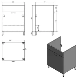 a&n&a aQualine Aqualine Waschbecken aus Kunststoff mit Unterschrank 60x50 cm, inklusive Siphon - Weiß