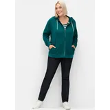 sheego Kapuzensweatjacke in petrol | Gr.: 52/54