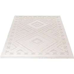 Teppich SEHRAZAT "Scandi 9840", beige (creme), B:120cm H:10mm L:170cm, Kunstfaser, Teppiche, Kurzflor, 3 D Effekt Optik, Hoch Tief Struktur, Wohnzimmer