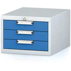 Hängecontainer mit drei Schubladen, grau/blau