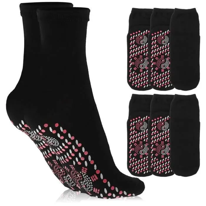 4 Paires Chaussettes Chauffantes Chaussette Aimantée En Tourmaline Chaussettes Chauffe-pieds Chaussettes Magnétiques Homme Chaussett