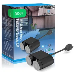 Nous, Outdoor Smart Steckdose, A4T, Tasmota, Cloud-Unabhängig, WLAN, IP44, 3680W, 2 Anschlüsse 16A