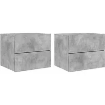 vidaXL Wand-Nachttische mit LED-Leuchten 2 Stk. Betongrau