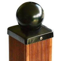 Pfostenkappe Zaunkappe Zierkappe schwarz mit Kugel, inkl. VA-Schrauben (für Pfosten 8x8 cm)