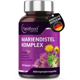 Mariendistel Kapseln - Artischocke, Löwenzahn & Desmodium, Mariendistel Komplex mit 80% Silymarin - 150 vegane Kapseln für 5 Monate - ohne Zusatzstoffe - laborgeprüft - Made in Germany - Redfood®