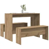 vidaXL 3-tlg. Esstisch und Bank Set Artisan-Eiche Holzwerkstoff