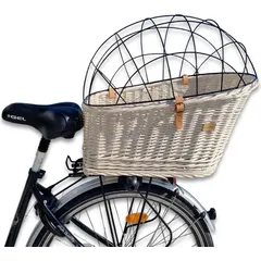 Fahrradkorb für einen Hund auf dem Gepäckträger, Weidenkorb, Fahrradkorb, Farbe Ecru 56x46x34cm - WikliBOX - Beige