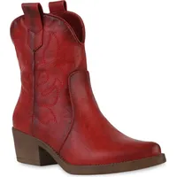 VAN HILL Damen Stiefeletten Cowboy Boots 835978, Farbe: Rot