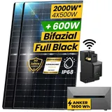 EPP.Solar® 2000W Balkonkraftwerk Komplett Steckdose mit ANKER SOLIX E1600 PRO Speicher inkl. 800W integrietem Wechselrichter mit 4x500W Bifaziale Glas/Glas n-Type Balkonkraftwerk Speicher