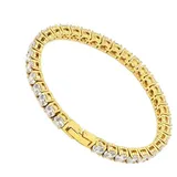 Karisma Schmuck Tennisarmband Damen Armreif Hip Hop/Iced out Zirkonia 4mm, Frauenschmuck goldfarben