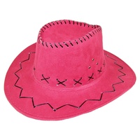 Funny Fashion Cowboy-Kostüm Kinder Cowboyhut im Wildlederlook mit Ziernähten rosa
