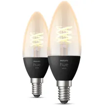 Philips Hue LED-Leuchtmittel E14 Doppelpack White Filament Kerze 2x300 lm