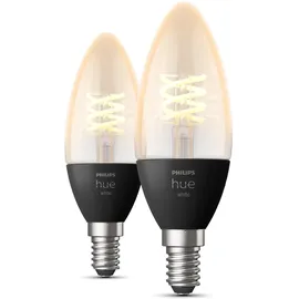 Philips Hue LED-Leuchtmittel E14 Doppelpack White Filament Kerze 2x300 lm