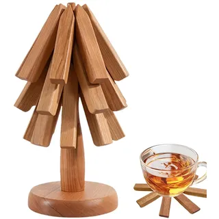 Holzuntersetzer Baum, Holzuntersetzer Baum,Baum-Tischmatten-Set - Untersetzer-Set aus für warme Gerichte, heiße Töpfe und Pfannen, Topfuntersetzer für die Küche