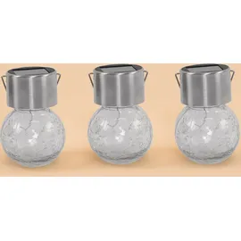 esotec Solar Hängeleuchten 3er-Set Crackle Balls warmweiß 102309