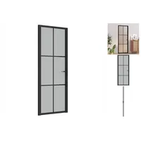 vidaXL Innentür 76x201,5 cm Schwarz Mattglas und Aluminium