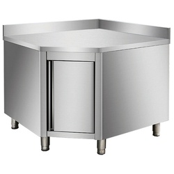 Skyrainbow Arbeitsschrank aus Edelstahl, mit Aufkantung, Eckmodul 600er Bautiefe