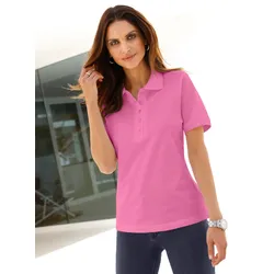 Poloshirt CASUAL LOOKS "Poloshirt", Damen, Gr. 44, pink, 100% Baumwolle, unifarben, ohne Ausschnitt, Kurzarm, Shirts