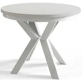 Alpi-Möbel Esszimmertisch, Weiß, Weiß, Holzwerkstoff, Rund, X-Form, 120x76x120 cm, Esszimmer, Tische, Esstische