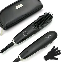 Mini Haarglätter Bürste, FARI Reise Haarglätter Bürste Dual Voltage Ionen Heißkamm mit Reisetasche