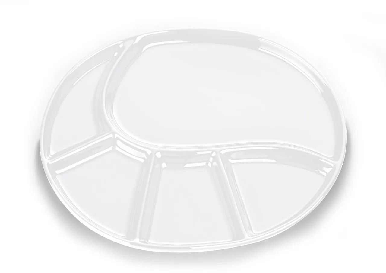 KELA Fondue-Teller VRONI Abteil-Teller oval Keramik weiß