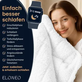 eloneo Sherpa Fleece Gewichtsdecke 200x200cm 11kg, Oeko-Tex Zertifiziert, Entspannungsdecke & Anti-Stress Therapiedecke, schwere Decke zum Schlafen, weiß