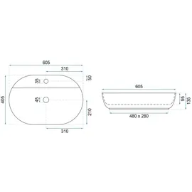 REA Aura Aufsatzwaschbecken 60,5 x 40,5 cm (U7900)