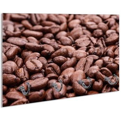 Wallario Schlüsselbrett Frisch geröstete Kaffeebohnen, (inkl. Aufhängeset), 30x20cm, aus ESG-Sicherheitsglas rot