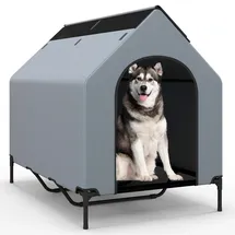 Costway Hundehütte 84 x 132 x 114 cm Metall Grau