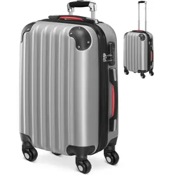 Hartschalenkoffer Rollen 360o Handgepäck Silber ABS